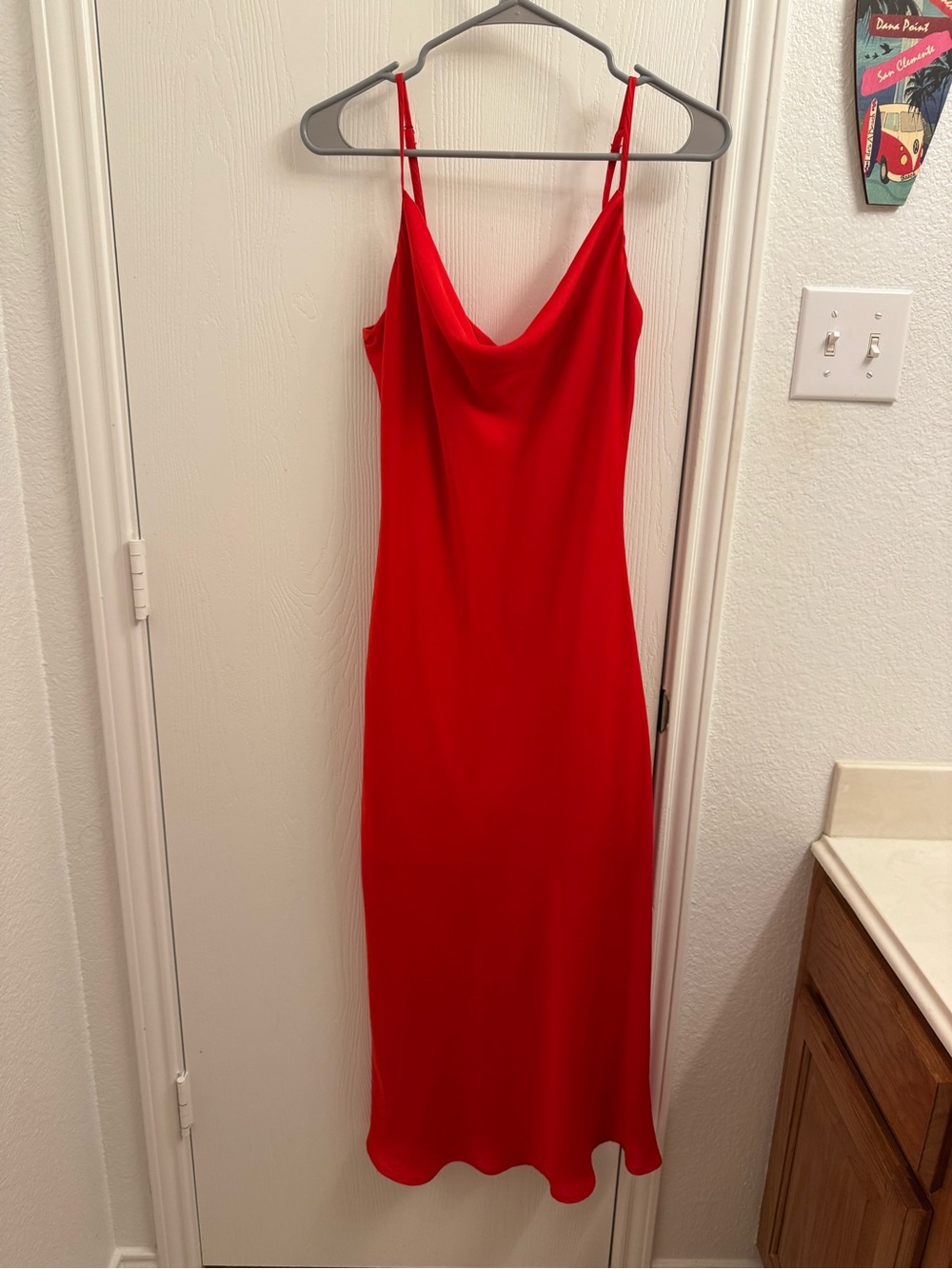 Altar'd State Red Cowl Neck Slip Midi Dress